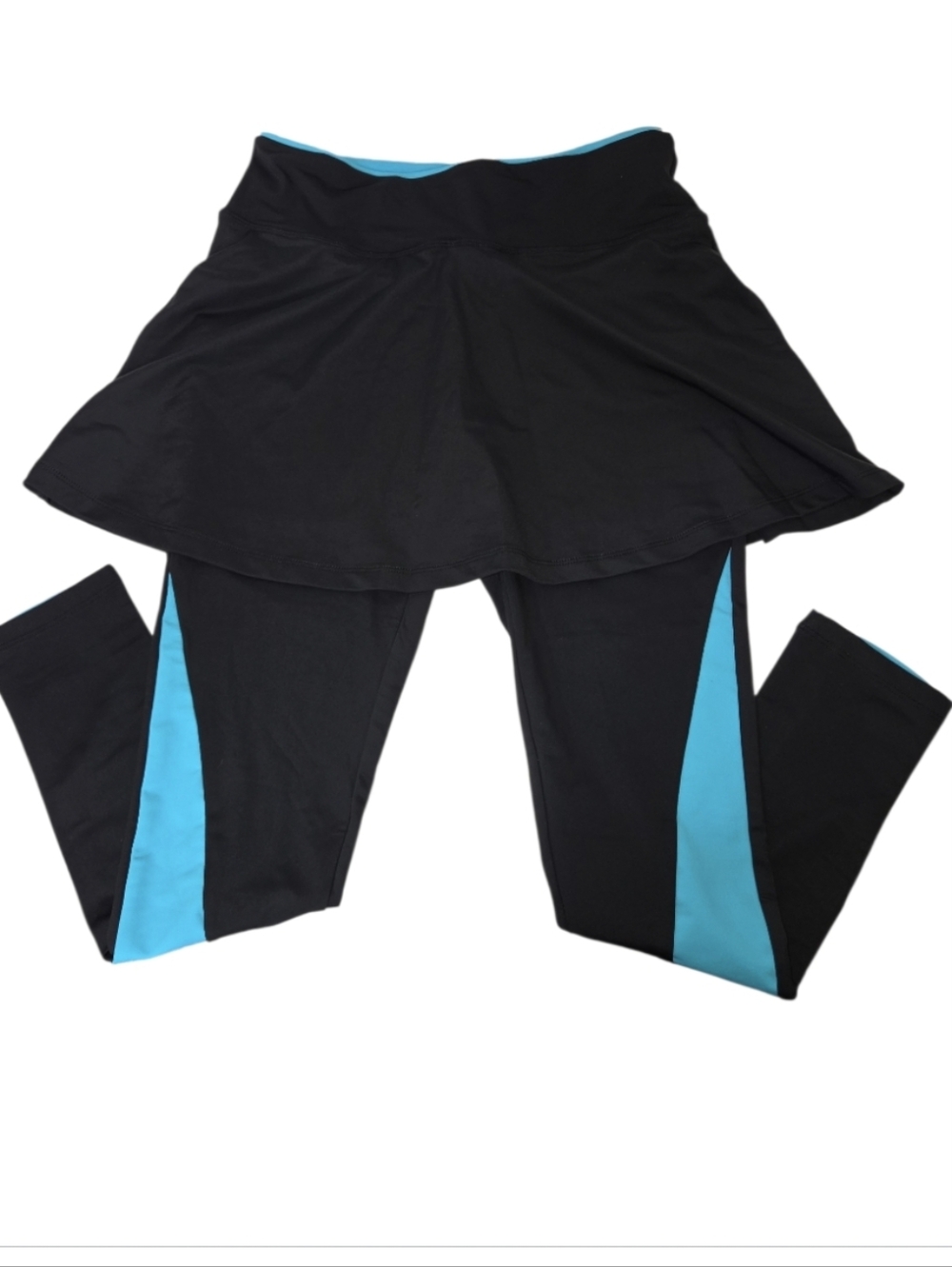 Anivivo Women's Black Turquoise Skirted Yoga Tennis Leggings Size M NWT